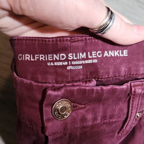 GUC Burgundy Chicos Girlfriend Slim Leg Ankle Pants - Picture 3 of 6